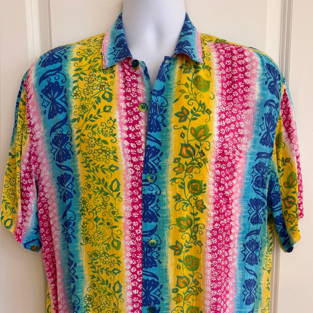 Jams World Hawaiian Aloha Floral Men's Short Sleeve Shirt, Large
